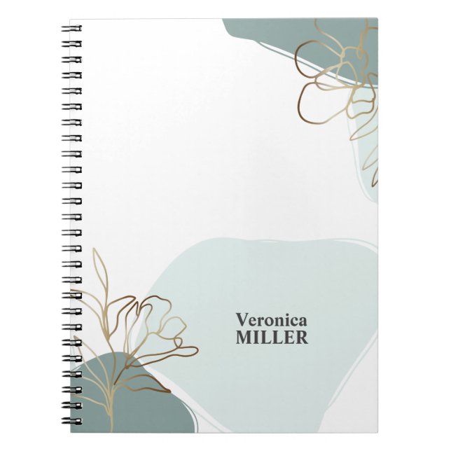 Caderno Espiral Notebook Personalizado Moderno e Dourado (Frente)