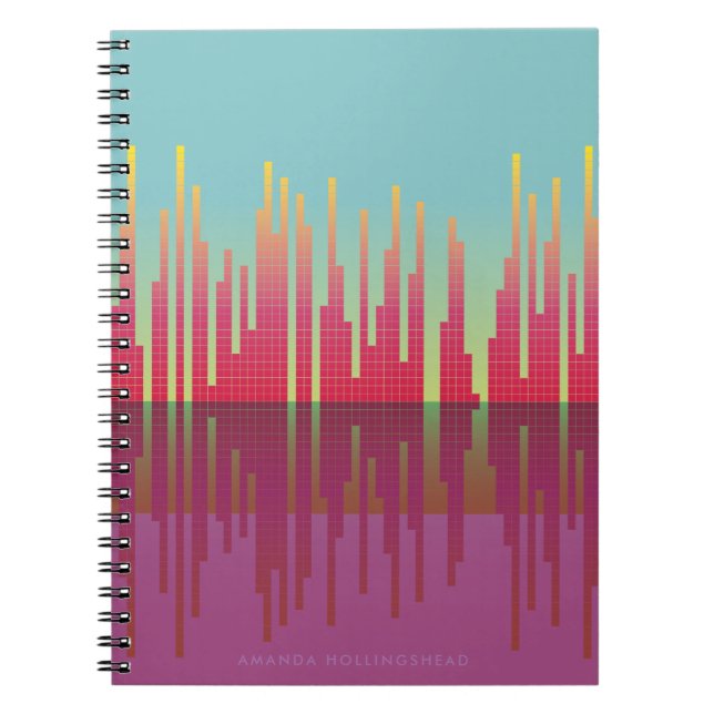 Caderno Espiral Notebook Personalizado Neo anos 80 Visualizer (Frente)