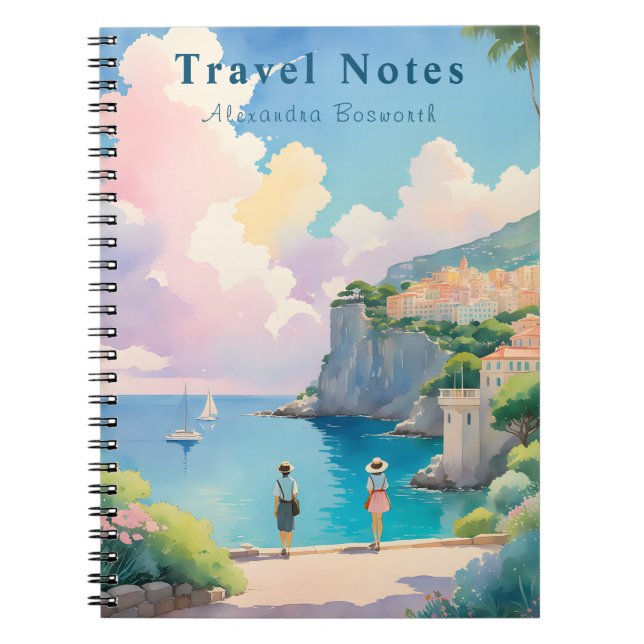 Caderno Espiral Notebook Personalizado no Verão em França Viagem - (Frente)