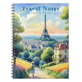 Caderno Espiral Notebook Personalizado no Verão em França Viagem -
