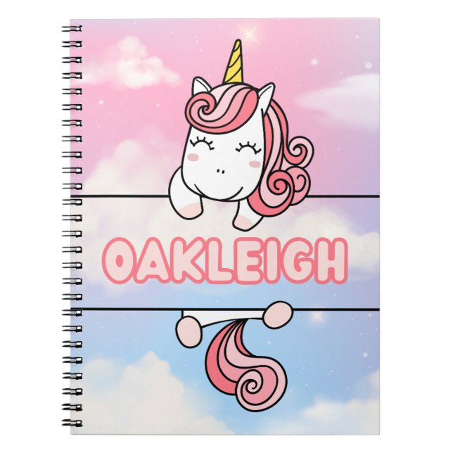 Caderno Espiral Notebook personalizado Oakleigh Unicorn Girlie (Frente)