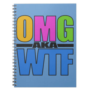 Caderno Espiral notebook personalizado OMG aka WTF