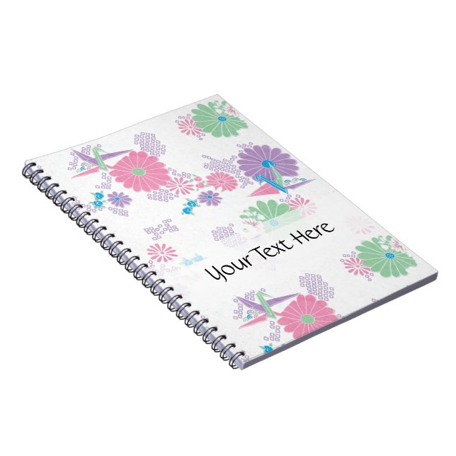 Caderno Espiral Notebook Personalizado Origami Paper Cranes and Fl (Lado Direito)