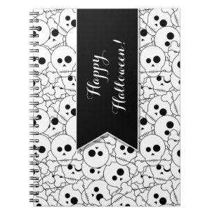 Caderno Espiral Notebook personalizado padrão Halloween Skulls
