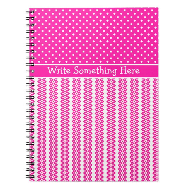 Caderno Espiral Notebook personalizado: Padrões cor-de-rosa-doce e (Frente)