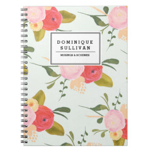 Caderno Espiral Notebook Personalizado para Rosas do Vintage Count