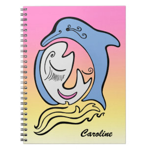 Caderno Espiral Notebook Personalizado para Sonhos de Golfinhos e 
