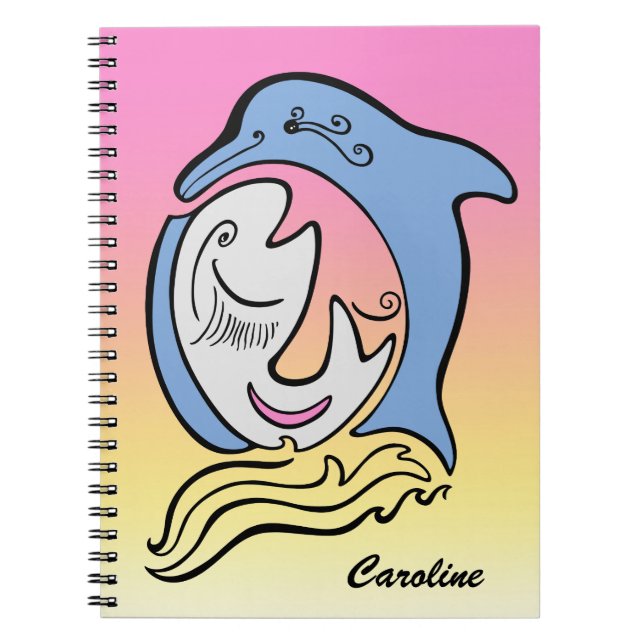 Caderno Espiral Notebook Personalizado para Sonhos de Golfinhos e  (Frente)