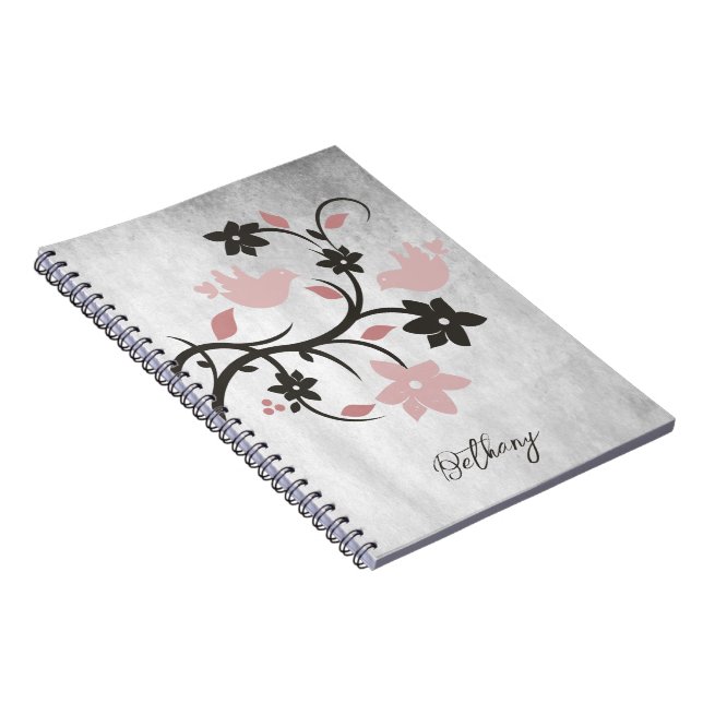 Caderno Espiral Notebook Personalizado Pink Lovebird (Lado Direito)
