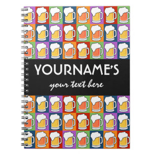 Caderno Espiral notebook personalizado Pop de arte do Bar BEER
