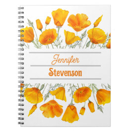 Caderno Espiral Notebook Personalizado Poppies Amarelo da Califórn