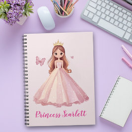 Caderno Espiral Notebook Personalizado Princesa Rosa Bonita