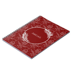 Caderno Espiral Notebook Personalizado Red Elegant Damask