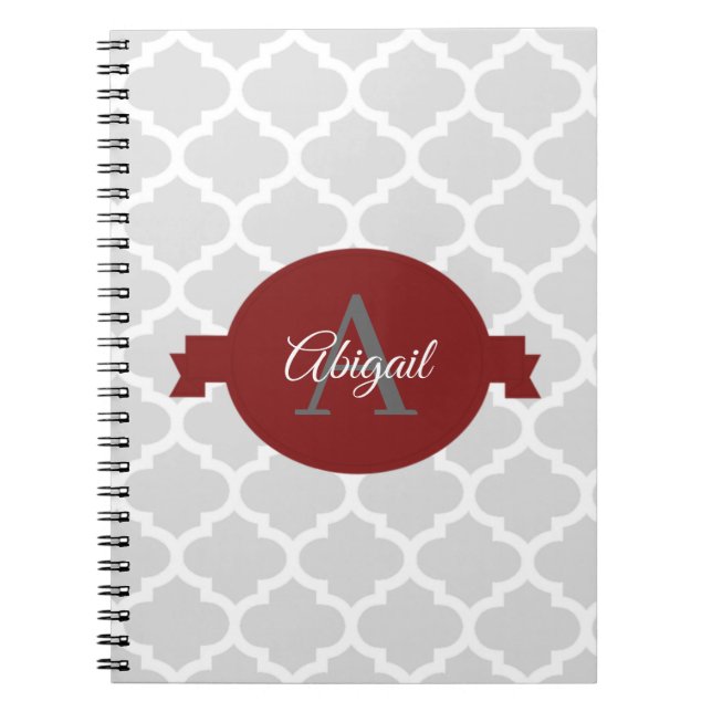 Caderno Espiral Notebook Personalizado Red Quatrefoil (Frente)