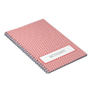 Caderno Espiral Notebook Personalizado Red Simple Chevron