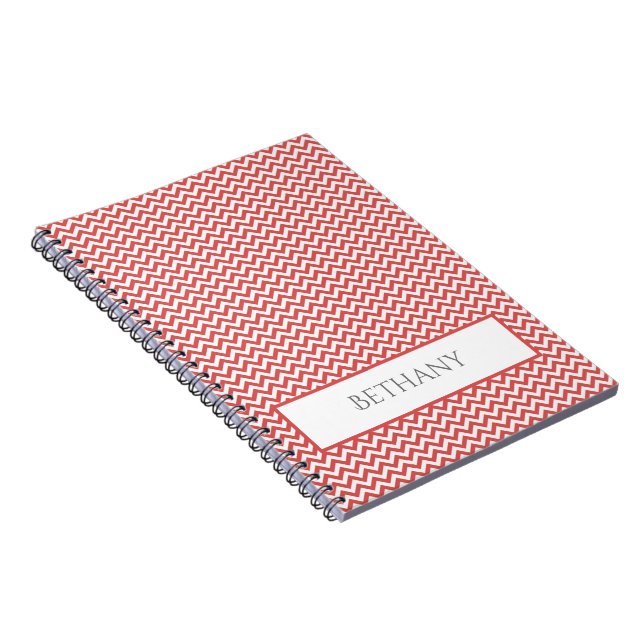 Caderno Espiral Notebook Personalizado Red Simple Chevron (Lado Direito)