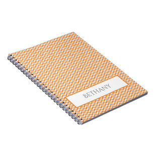 Caderno Espiral Notebook Personalizado Simples Orange Chevron