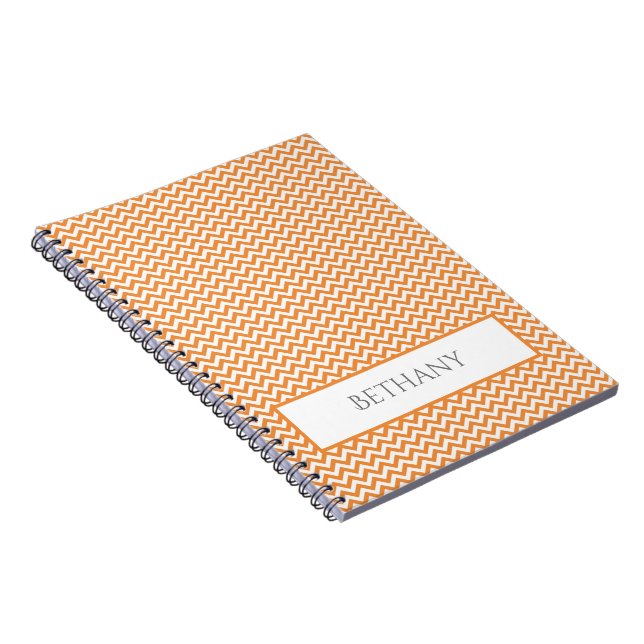 Caderno Espiral Notebook Personalizado Simples Orange Chevron (Lado Direito)