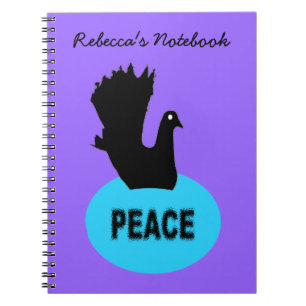 Caderno Espiral Notebook personalizável com porta de paz preta e
