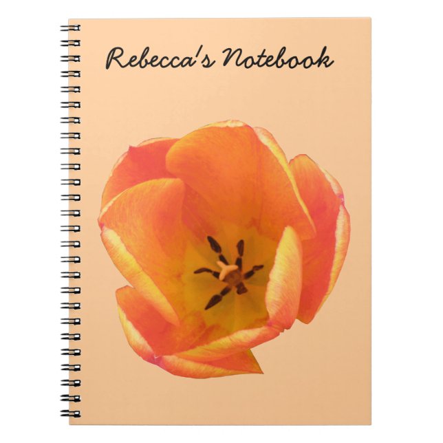 Caderno Espiral Notebook Personalizável com Tulip Laranja (Frente)
