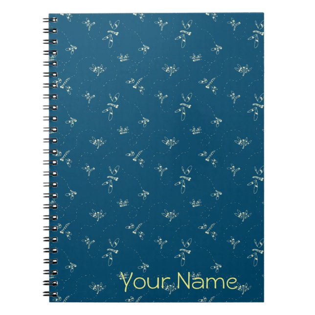 Caderno Espiral Notebook personalizável padrão Dragonfly (Frente)