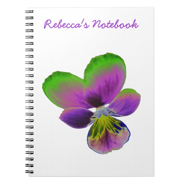 Caderno Espiral Notebook personalizável Pansy e Verde (Frente)