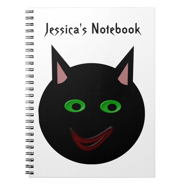 Caderno Espiral Notebook Personalizável para Gato Preto do Hallowe (Frente)