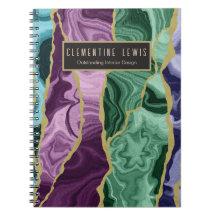 Notebook personalizável Peacock Watercolor Agate V