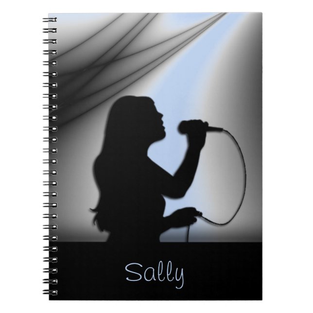 Caderno Espiral Notebook pessoal para cantora de prata feminina (Frente)