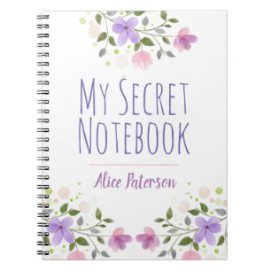 Caderno Espiral Notebook Pessoal Privado com Flores