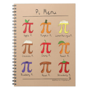 Caderno Espiral Notebook Pi Menu Cute Math Pi Day