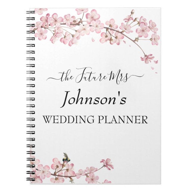 Caderno Espiral Notebook Pink Cherry Blossom Planner (Frente)