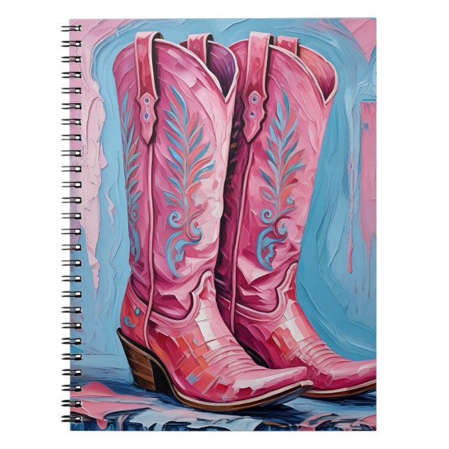 Caderno Espiral Notebook Pink Cowgirl Boots (Frente)