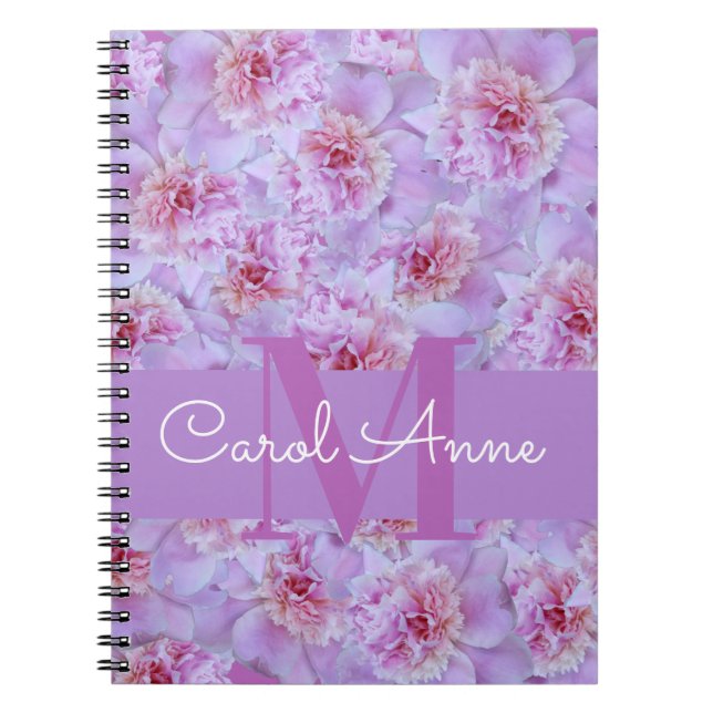 Caderno Espiral Notebook Pink Monograma Roxo Foto Espiral (Frente)