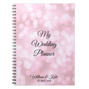 Caderno Espiral Notebook Pink Personalizado com Planner de Casamen