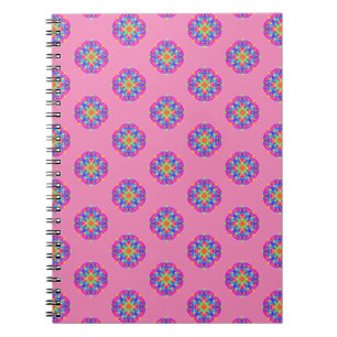 Caderno Espiral Notebook Pink Star Mandala Padrão Boho