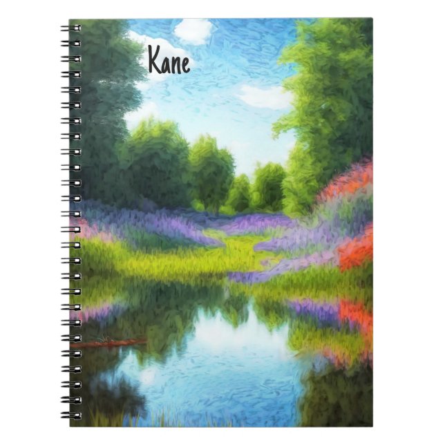 Caderno Espiral Notebook pintado A1 Imagem de Pond & Flowers (Frente)
