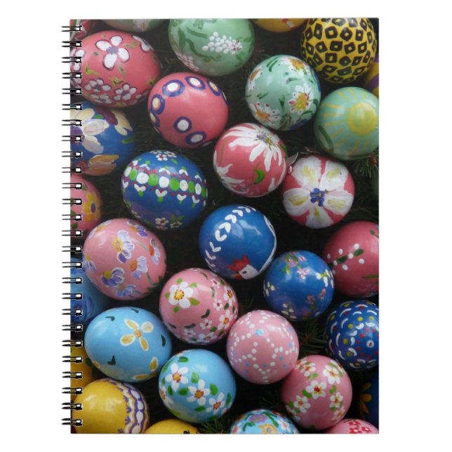 Caderno Espiral Notebook pintado à mão para ovos de páscoa (Frente)