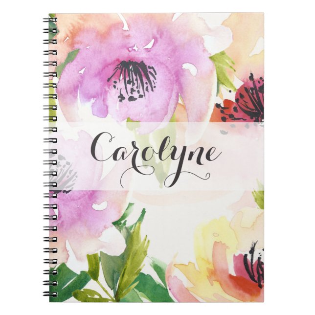 Caderno Espiral Notebook Pintado com Aquarela Pastel (Frente)