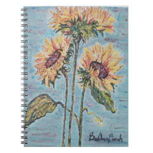 Caderno Espiral Notebook Pintado de Girassóis