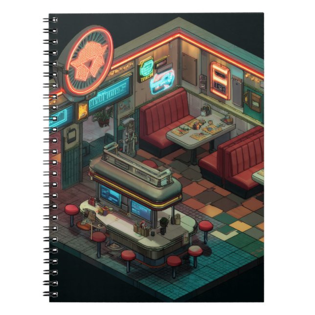 Caderno Espiral Notebook Pixel Art Retro Star Diner (Frente)