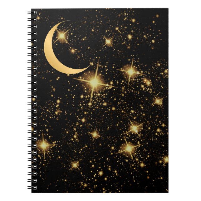 Caderno Espiral Notebook Poderoso Lua e Estrelas recentes (Frente)