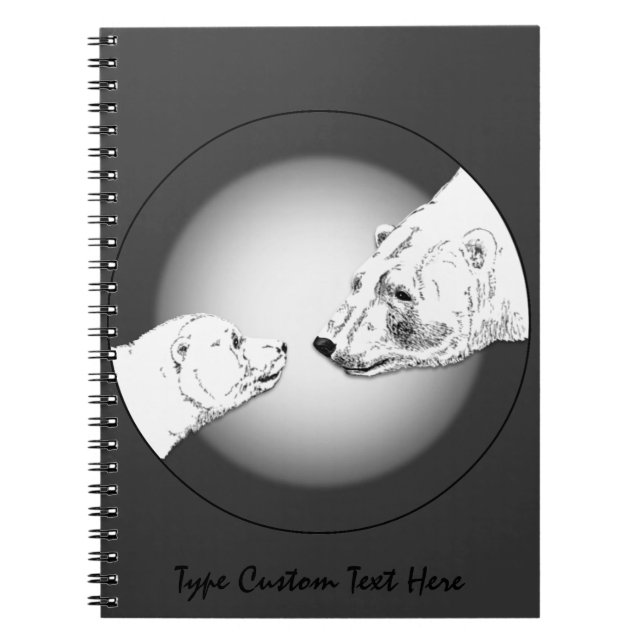 Caderno Espiral Notebook Polar Bear Personalizado Bear Art Noteboo (Frente)