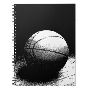 Caderno Espiral Notebook preto branco para basquete