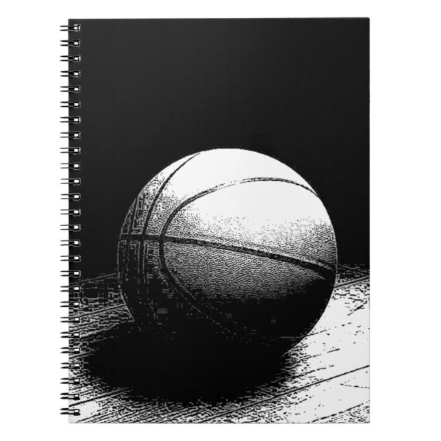 Caderno Espiral Notebook preto branco para basquete (Frente)