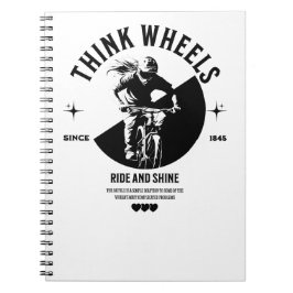 Caderno Espiral Notebook preto e branco de bicicleta