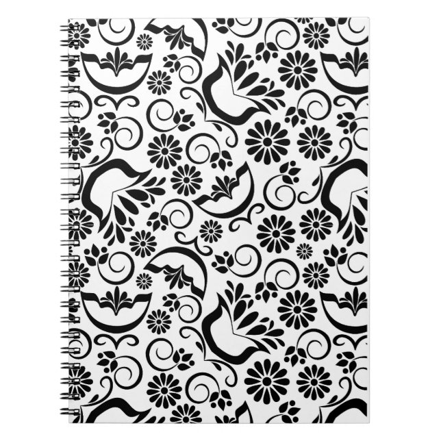 Caderno Espiral Notebook preto e branco elegante (Frente)