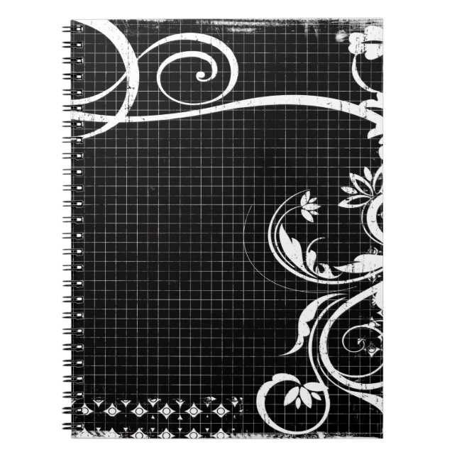 Caderno Espiral Notebook preto e branco suaviza grade (Frente)