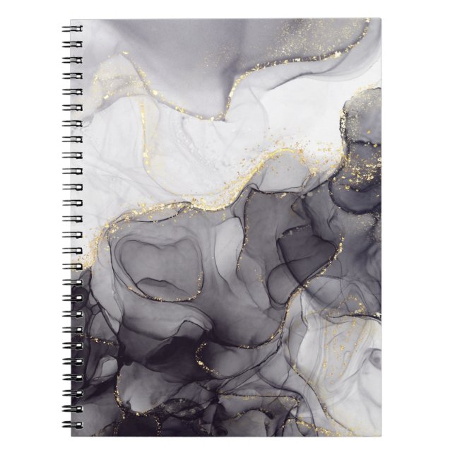 Caderno Espiral Notebook preto e Ouro (Frente)