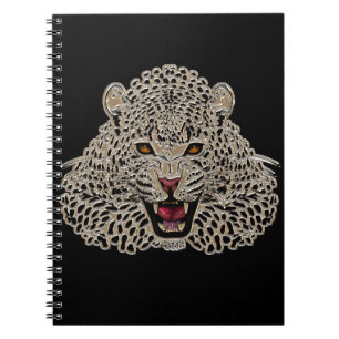 Caderno Espiral Notebook preto e Ouro Tigre